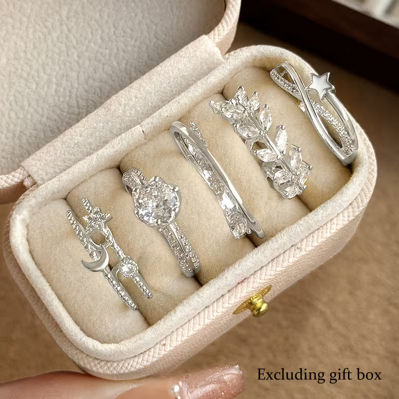 💍✨ 5pcs Star & Moon Ring Set✨
