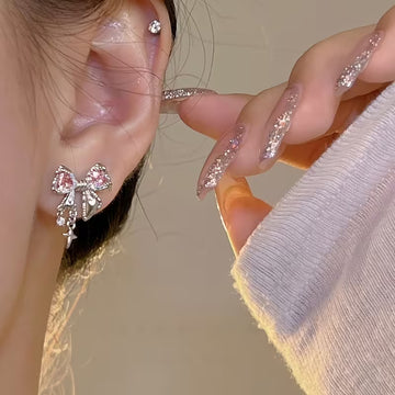 1 Pair Y2K Pink Bow Earrings💖🎀✨